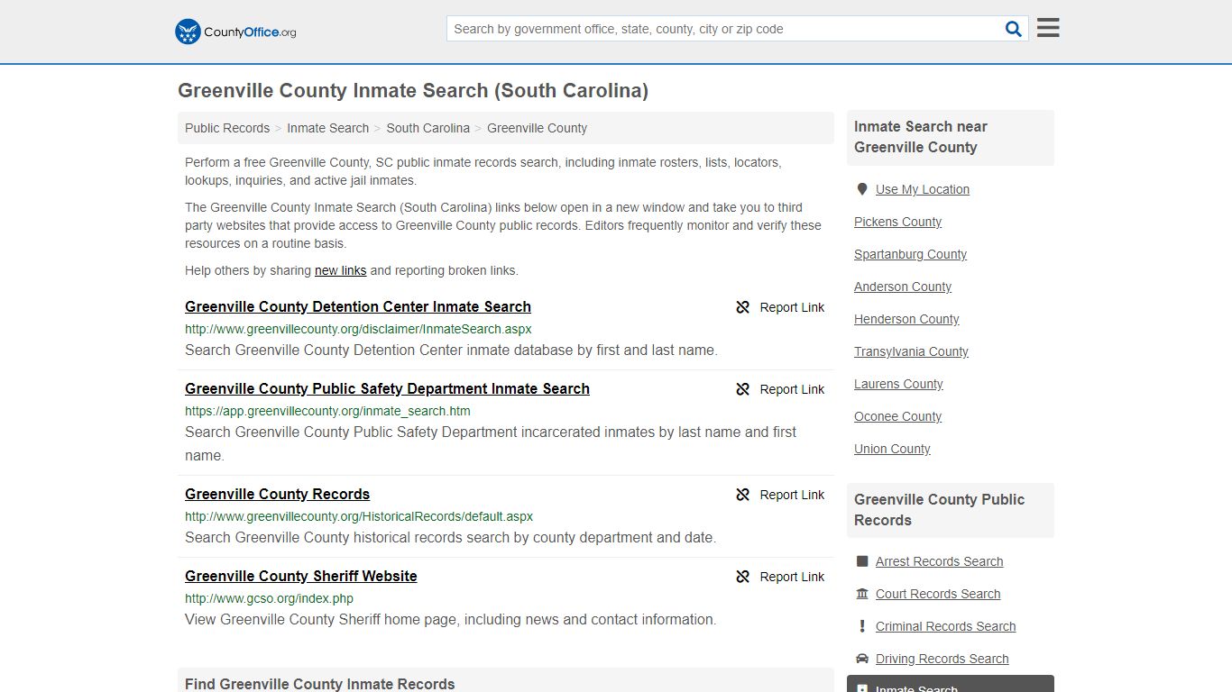 Greenville County Inmate Search (South Carolina) - County Office